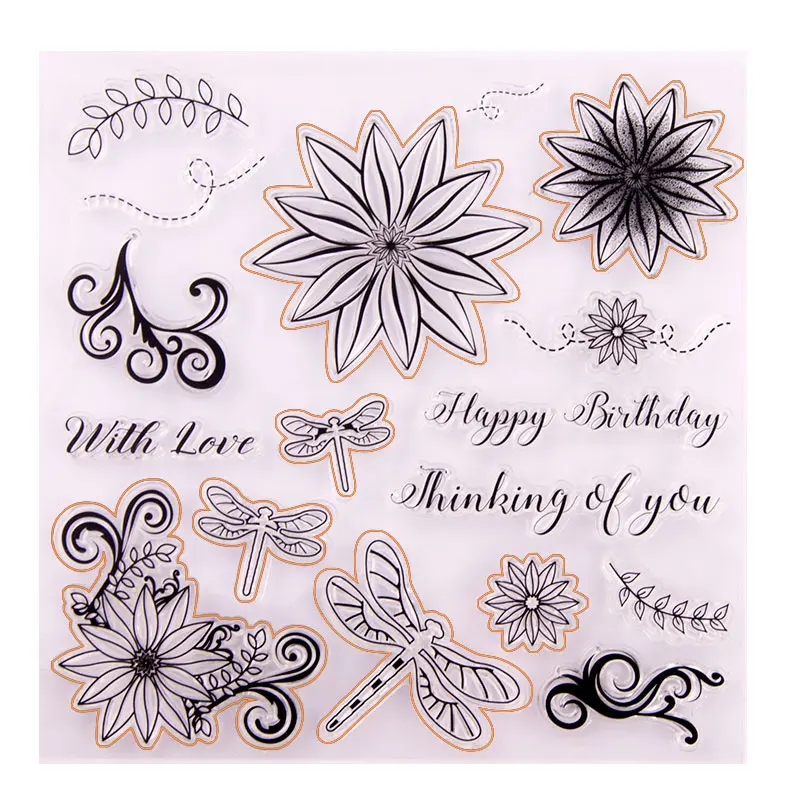 

Spring Dragonfly Metal Cutting Dies and Clear Stamps for DIY Scrapbooking Stencils Crafts Make Photo Album Card Sheet Decorative