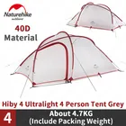 Туристическая двухслойная палатка Naturehike Hiby палатка для туризма, на 3-4 человек, ткань 20D, непромокаемая