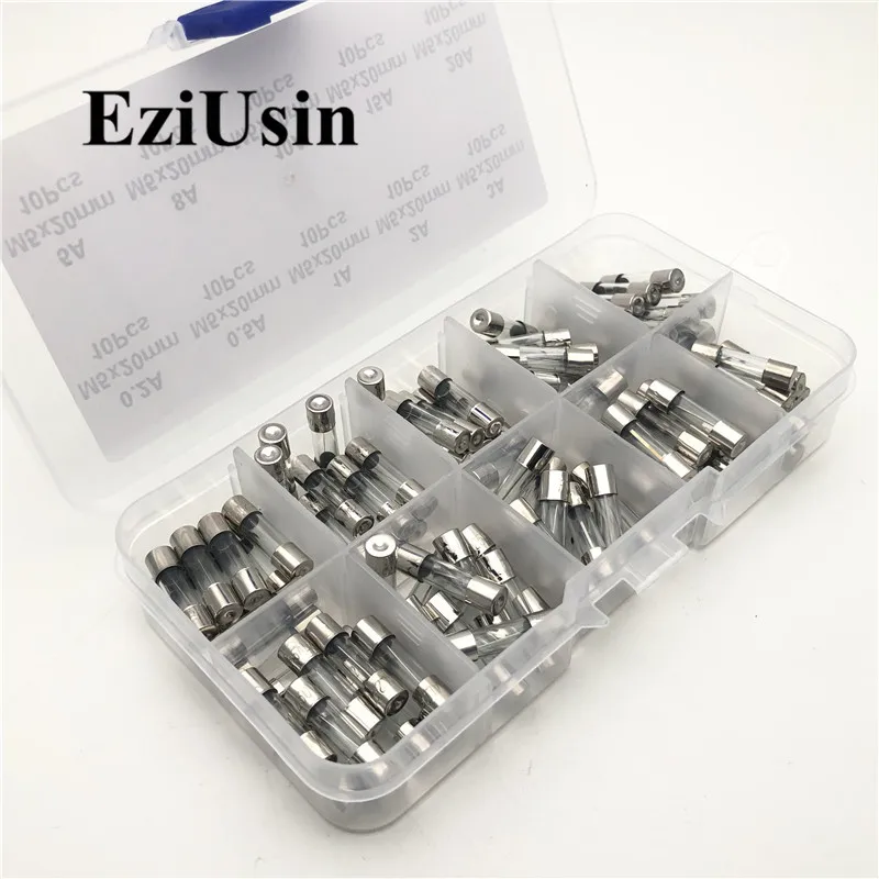 100 шт. стеклянные трубчатые предохранители 5*20 с быстрым выдувом|fuse assortment kit|tube