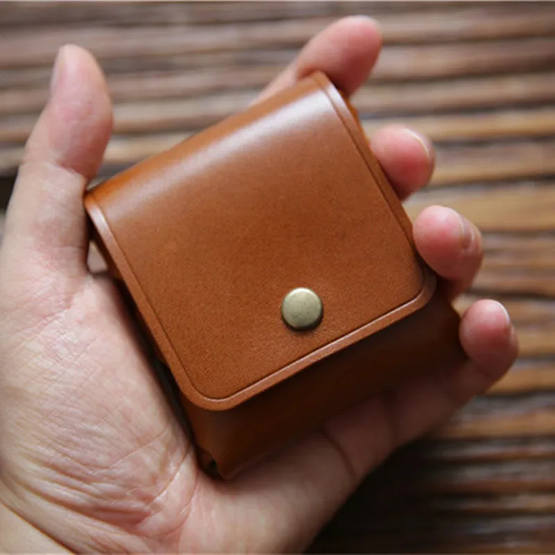Кошелек для мелочи мужчин и женщин из натуральной кожи винтажный портативный