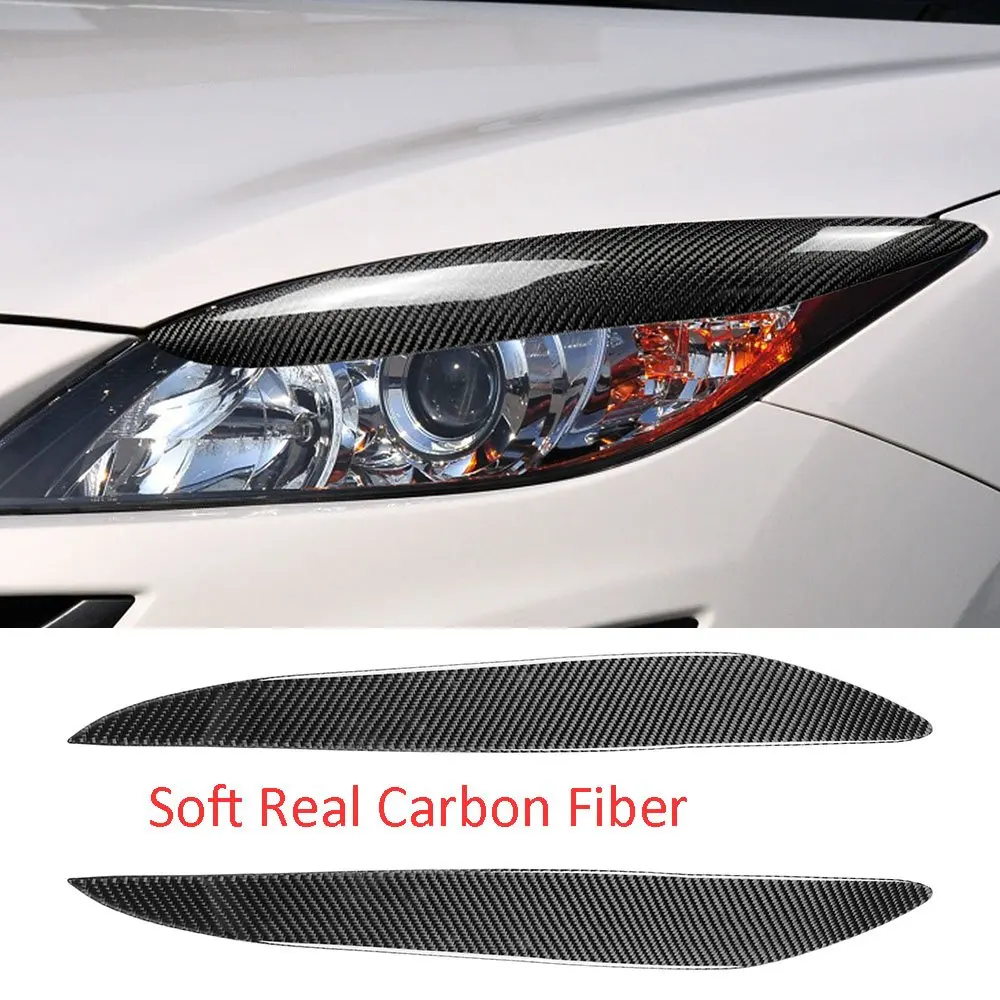 

Soft Carbon Fiber Headlight Eyelids Eyebrow Trim Fit For Mazda 3 Mazda3 JDM 2010-2013