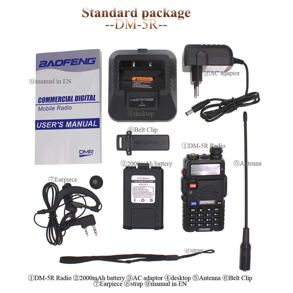 Baofeng DM 5R PLUS TierI TierII Tier2 цифровая рация ретранслятор DMR двухстороннее УКВ/УВЧ радио