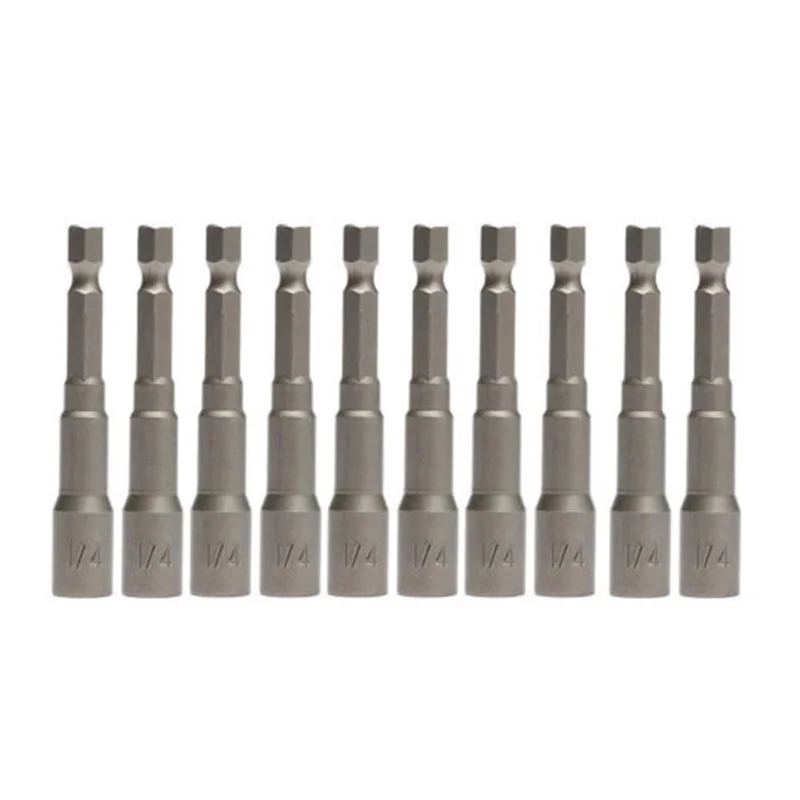 

10pcs/Set 1/4'' Magnetic Nut Driver Set 2-9/16" Long Power Drill Bit Holder