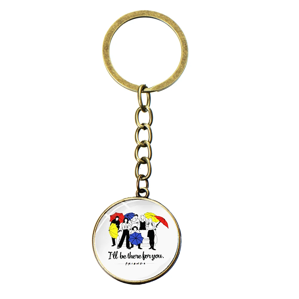 Style 23 SONGDA Newest Friends TV Show Keychain 25th Anniversary Series Cartoon Fun Pattern Glass Dome Pendant Key Chain for Good Friend - Цвет: Style 23