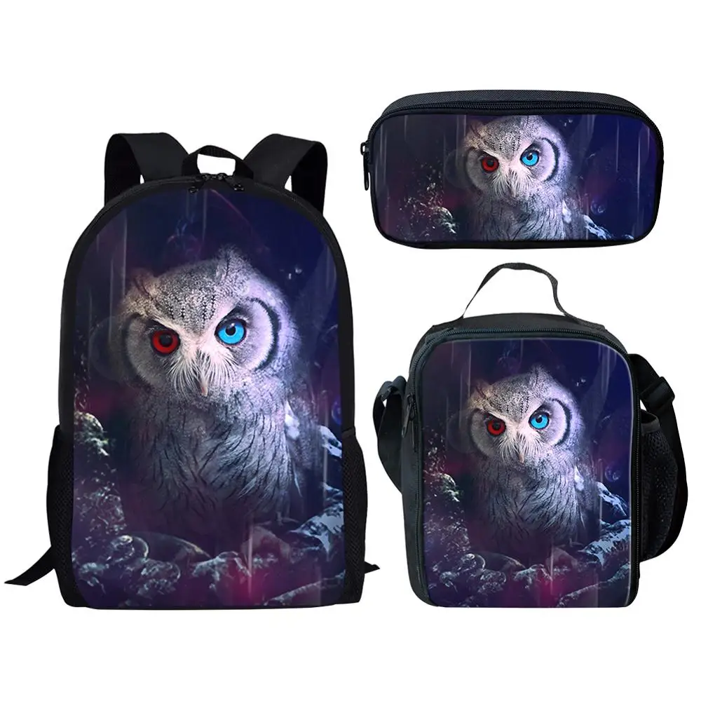 Комплект рюкзаков с принтом Совы из мультфильма/3 шт. для подростков мальчиков и