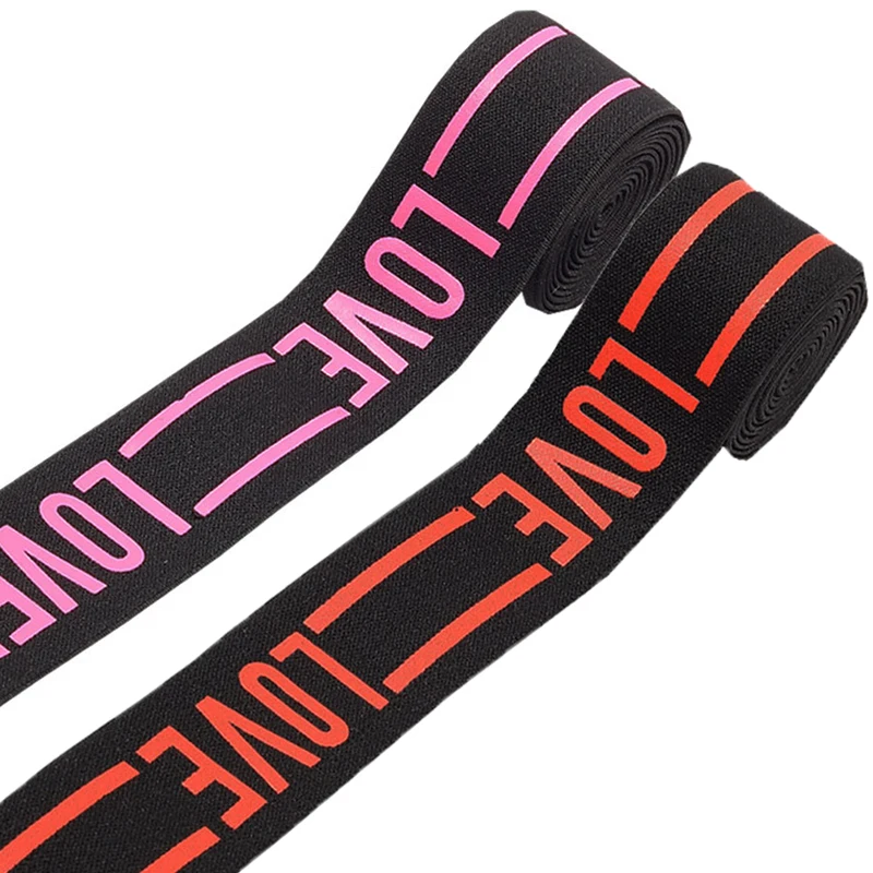 Эластичная лента розовая жаккардовая с буквами 40 мм 1 метр|Резинки| |