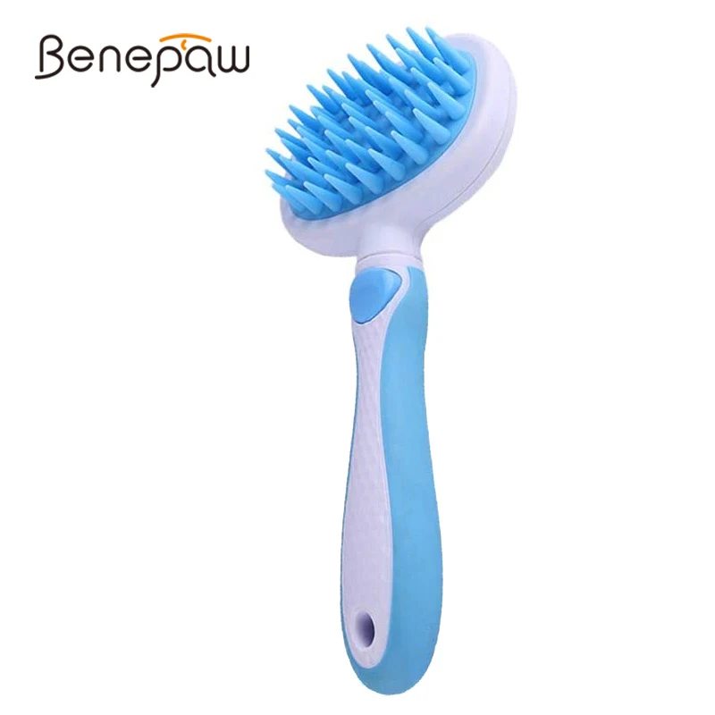 

Безопасная Массажная щетка для домашних животных Benepaw расческа Удобная нескользящая резиновая ручка мягкая силиконовая щетка для ванны душа для Shedding