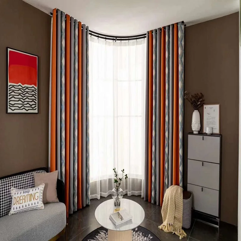 

Northern Europe Jacquard Curtain Modern Minimalist Seamless Stitching Curtains for Living Room Bedroom Curtain Tulle Decoration