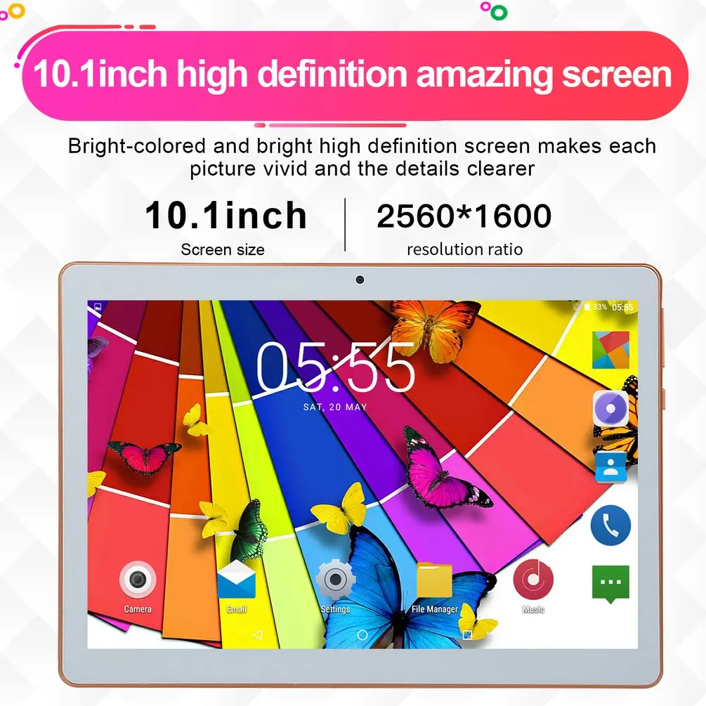

KT107 Plastic Tablet 10.1 Inch Large Screen Android 8.10 Version Fashion Portable Tablet 1G+16G Black Tablet Black US Plug