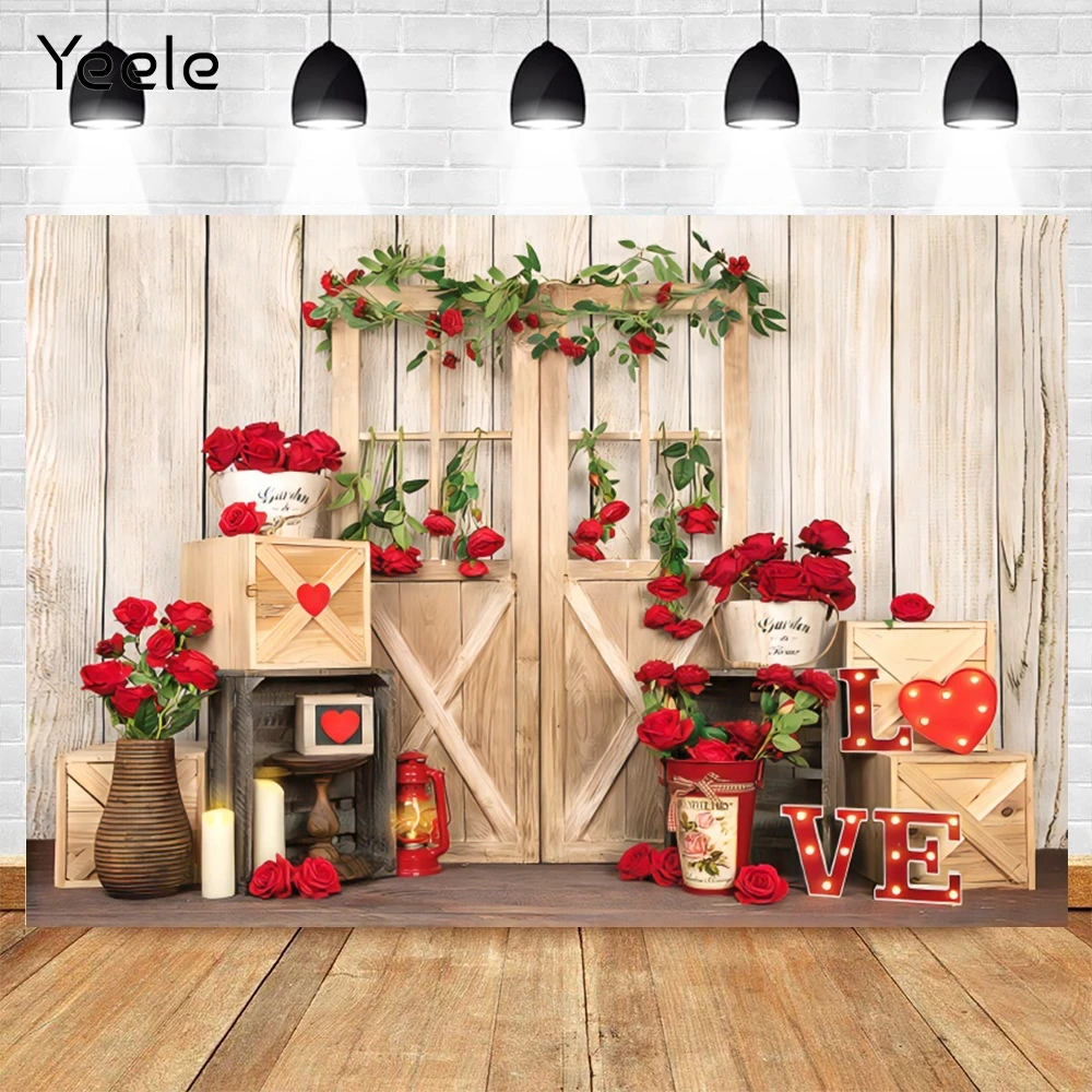 

Yeele Spring Flower Wood Board Rose Wedding Birthday Photography Backdrops Background Photo Studio Vinyl Photophone Photocall