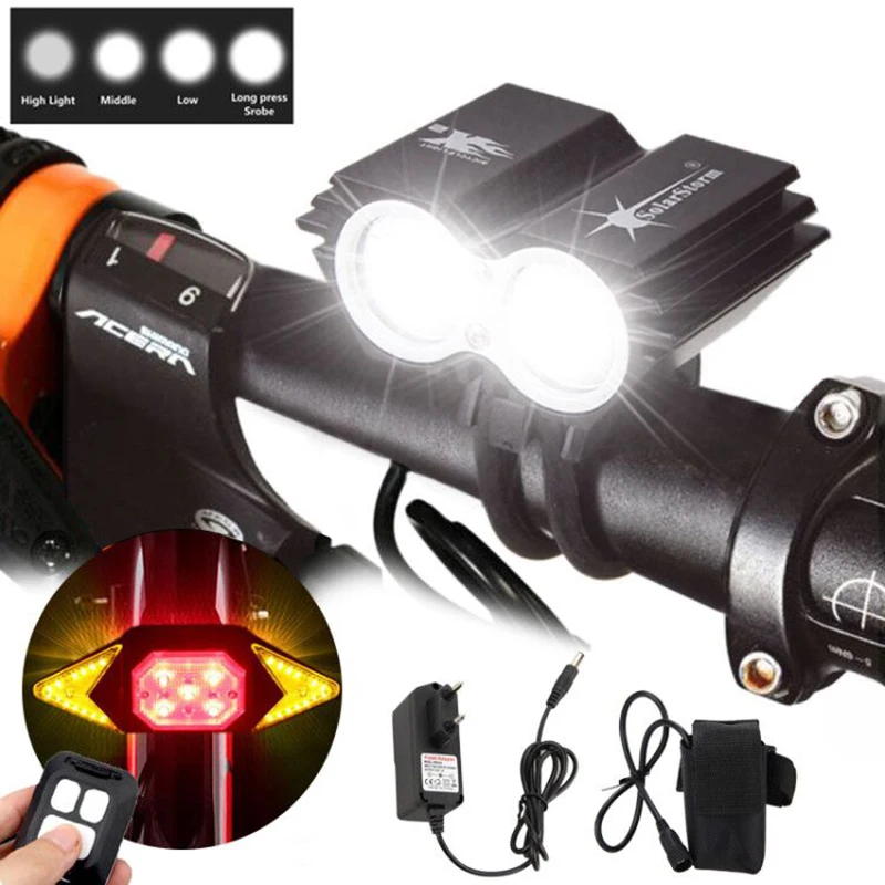 Алюминиевый светодиодный передний велосипедный фонарь SolarStorm 6000 лм 2x XM L T6 фара