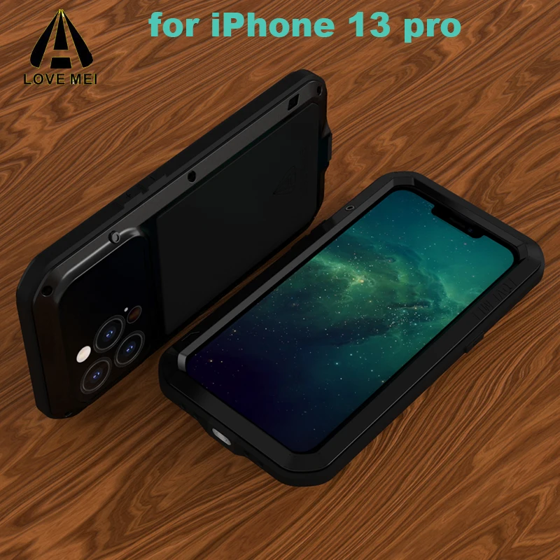 

2021 Lunury LOVE MEI Life водонепроницаемый ударопрочный чехол для iPhone 13 Pro металлический бронированный чехол бесплатно Gorilla Glass экран закаленная плен...