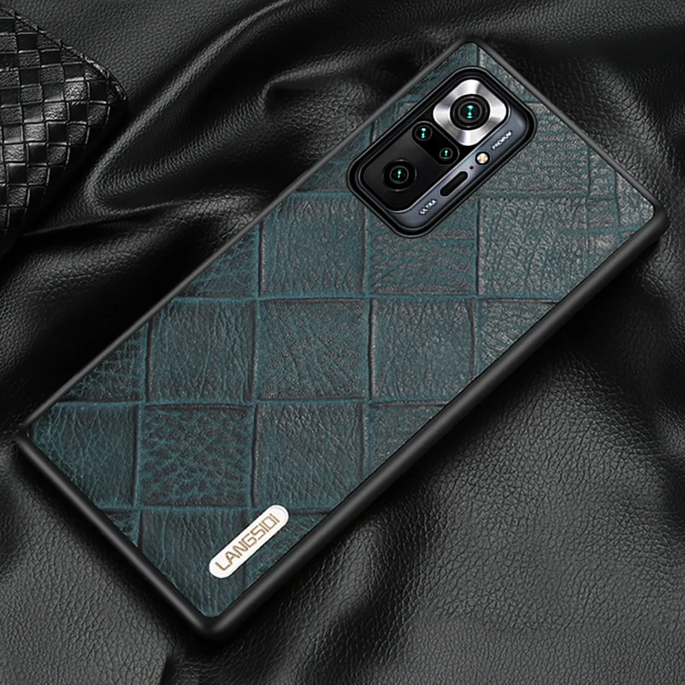 

Чехол из натуральной кожи с ромбовидным узором для Xiaomi Redmi Note 10 9 11 pro 11S, чехол для Mi 12S Ultra 11 12 Lite 11T Poco X3 X4 Pro F3 F4 GT