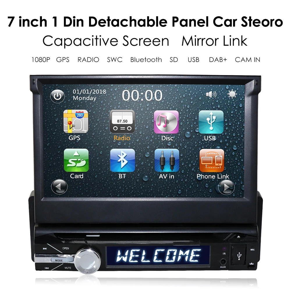 Один 1 Din " Универсальный сенсорный экран автомобиля монитор dvd-плеер с gps Navi Авто Радио Стерео Аудио ТВ Bluetooth Камера заднего вида