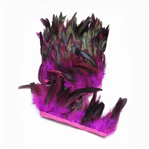 fuschia 20 ярдов 12-17 см куриные хвостовые перья птиц планки полоса Coque перо лента бахрома для свадебного платья юбка деко - Цвет: fuschia