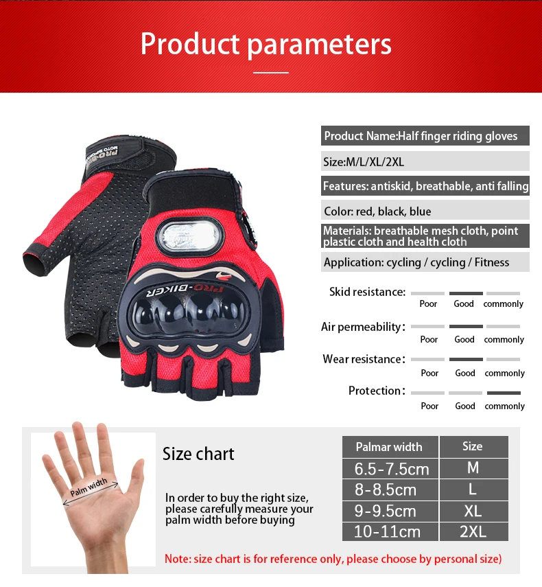 

Motorcycle Summer Half Finger riding gloves anti slip and anti drop gloves men's and women's breathable Racing Gloves