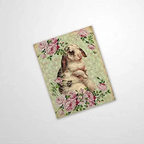 

Cute Easter French Bunny Mint and Pink Floral Supplies Custom Aluminum Metal Sign