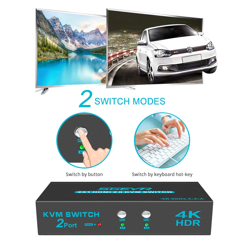 USB переключатель SGEYR 2x1 KVM 2 в 1 HDMI-совместимая клавиатура мышь переключатели с