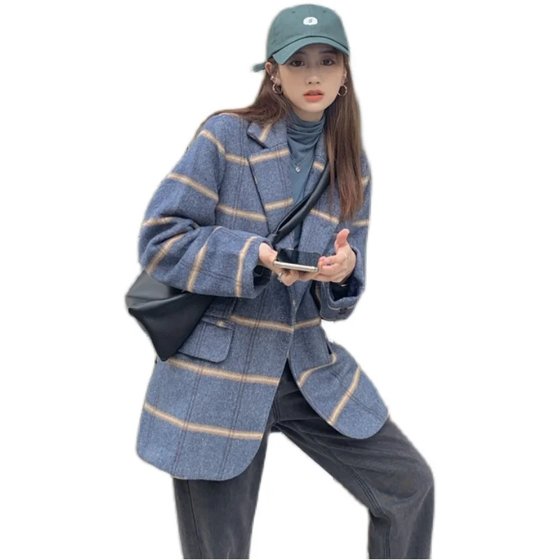

New Style Fashion Elegant Autumn and Winter Women Korean -Style Loose Casual Woolen Overcoat Jacket Coat