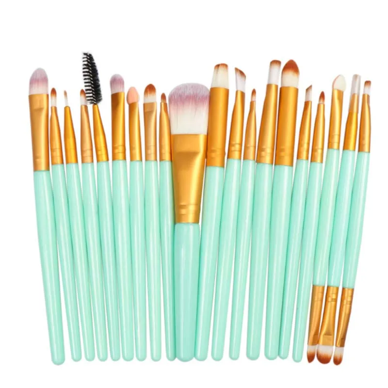 20Light green 20 кистей для макияжа, набор для макияжа, кисть для теней, нейтральная кисть для глаз, кисть для лица с многофункциональной косметичкой - Handle Color: 20Light green