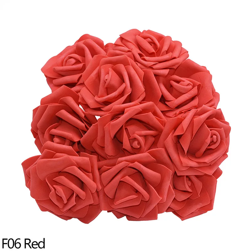 F06 red 10 шт., 8 см, искусственные розы из пенополистирола, для свадьбы, моста, букета, дома, сада, вечерние украшения, сделай сам, венки, товары для рукоделия - Цвет: F06 red