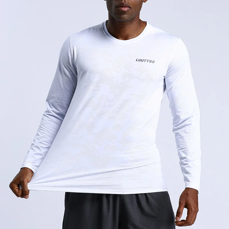 Для Мужчин's быстросохнущая сжатия с длинным рукавом футболки для бега Фитнес