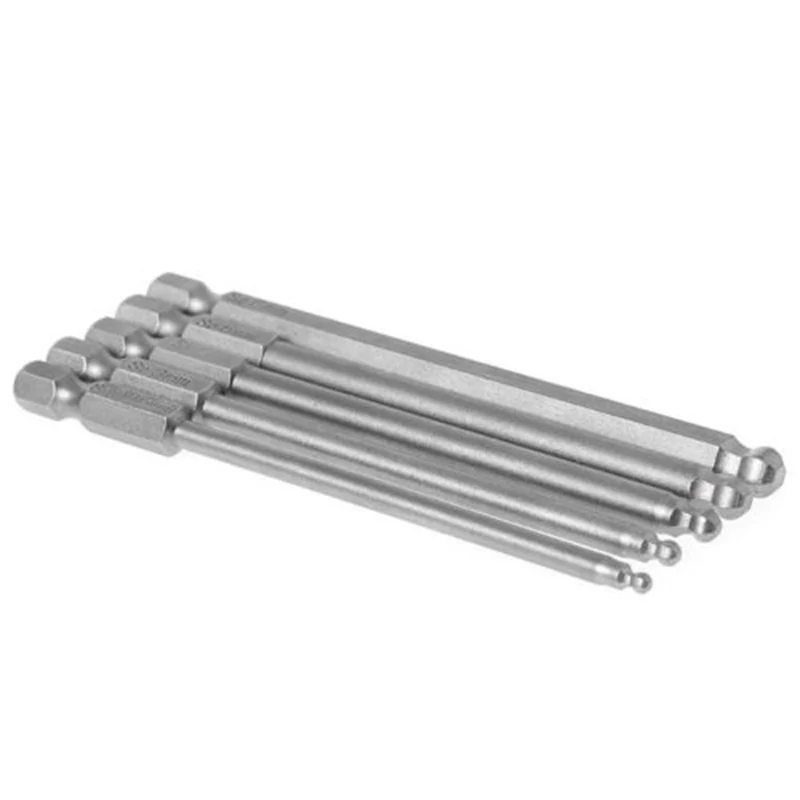 

5Pack 10cm Ball End Hexagon Head Hex Shank S2 Screwdriver Drill Bits Bar Set S1