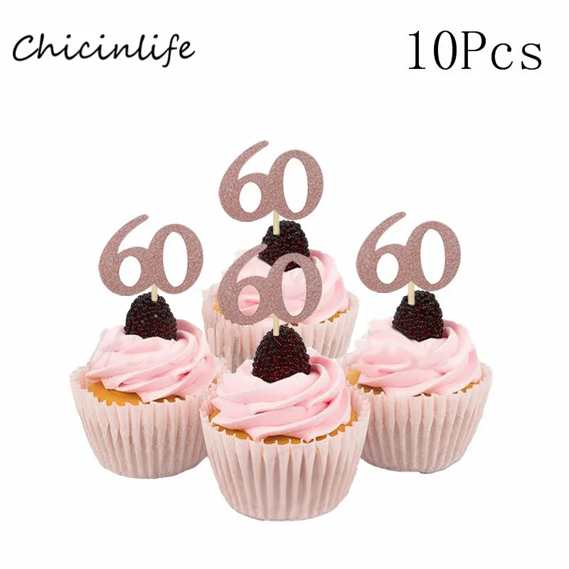 rose gold 60 Chicinlife 10 шт. бумажные соломы с номером 30 40 50 60 юбилейные соломинки для напитков 30th 40th 50th 60th День рождения украшения - Цвет: rose gold 60
