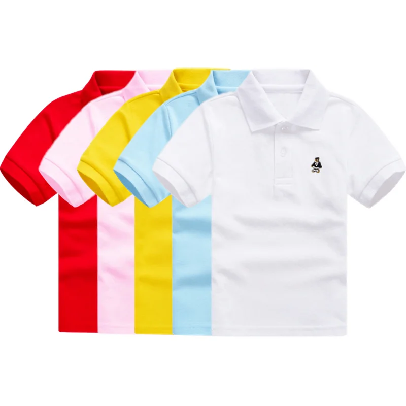 

Summer Polo Shirts for Boys Toddler Children Clothes School Tops Cartoon Embroidery Short Sleeve Polo Tops Girls Sport Outfits