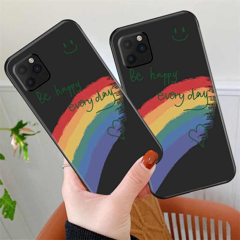 

Smiley Rainbow Phone Case For iPhone 12 13 Mini 12 Pro Max X XR XS Max 7 8 6s Plus SE 2020 Silicone Protective Sleeve