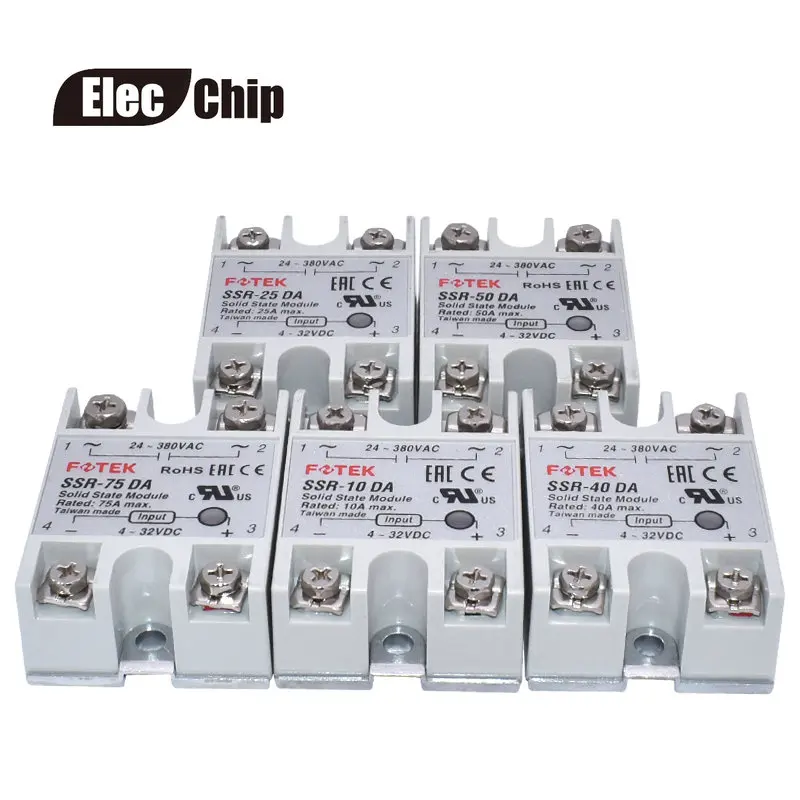 SSR-10DA SSR-25DA SSR-40DA SSR-50DA SSR-60DA SSR-75DA твердотельные реле Модуль 4-32 в пост Вход DC 24-380V AC