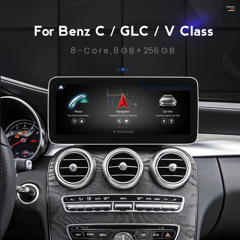 Автомобильный мультимедийный видеонавигатор GPS для Benz C-Class W205/GLC-Class X253/V-Class W446