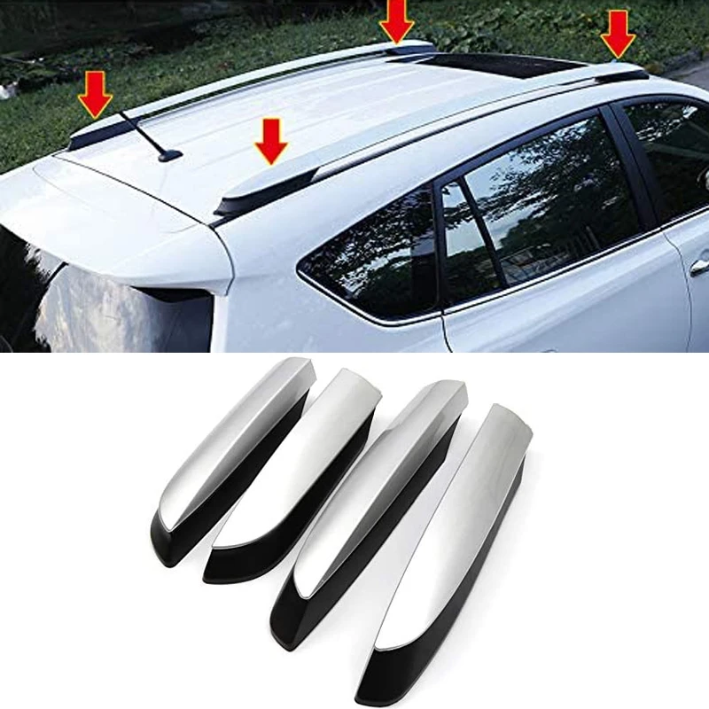 Roof Rack Rail End Cover, 4Pcs Roof Rack Cover Shell Cap Replacement for Toyota RAV4 XA40 2013 2014 2015 2016 2017 2018 Car Acce