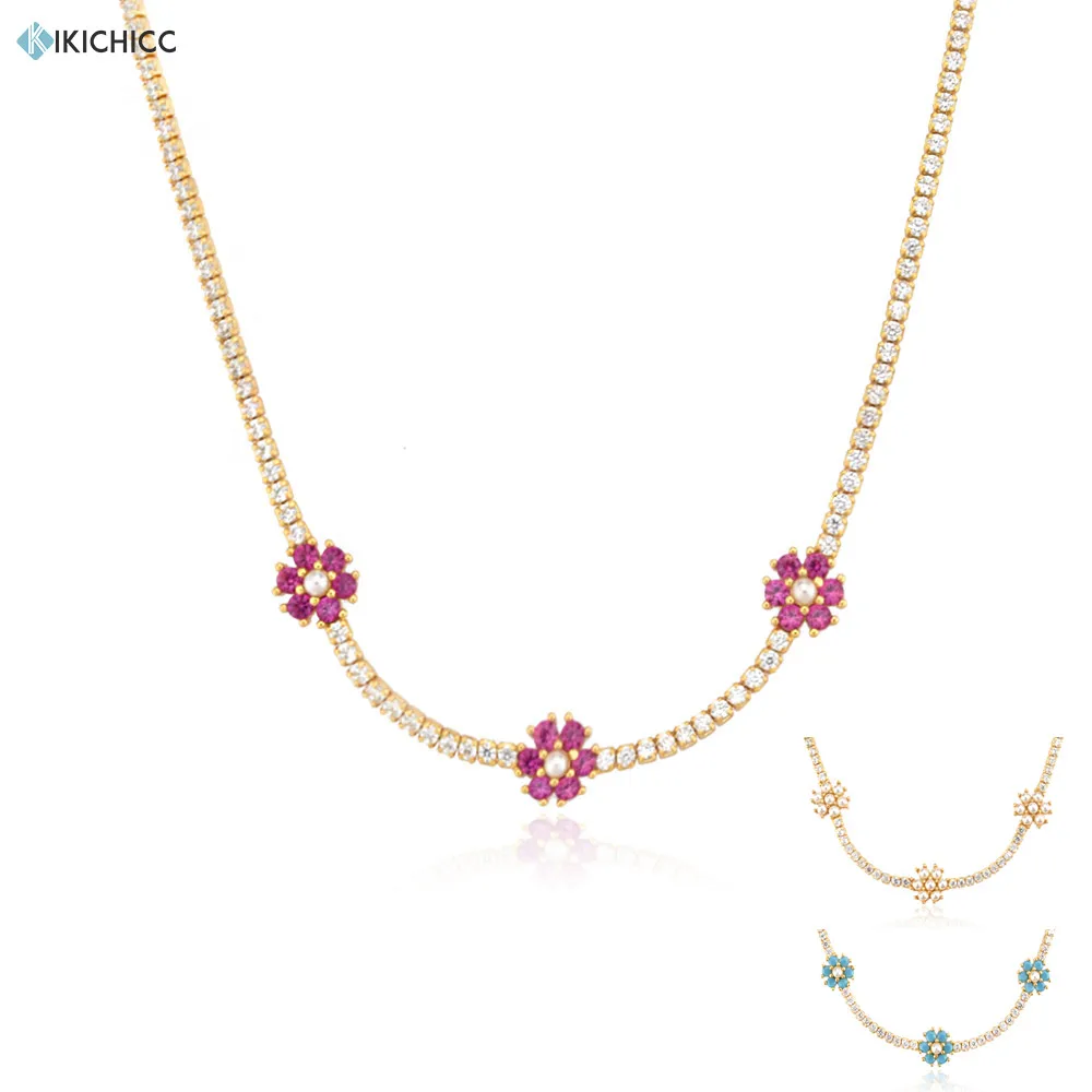 

KIKICHICC 100% 925 Sterling Silver Gold Pearl Flower Chains Choker Necklace 2021 Women Zircon Chain Round Wedding Party Jewelry