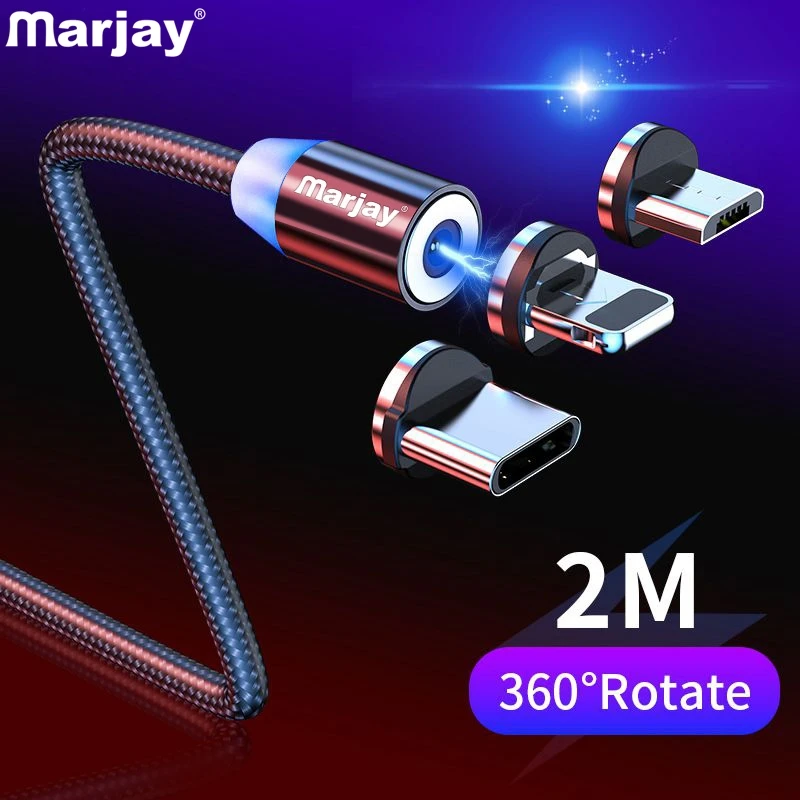 Marjay Магнитный кабель Micro usb type C кабель для iPhone samsung Android Быстрая зарядка магнит зарядное устройство мобильный телефон USB провод шнур