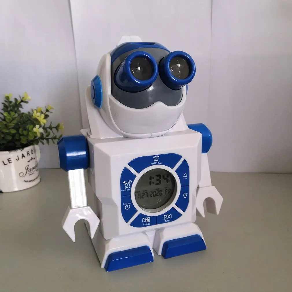 

Creative Space Robot Projection Alarm Clock Funny Cartoon Clock Student Alarm Clock Gift Decoration