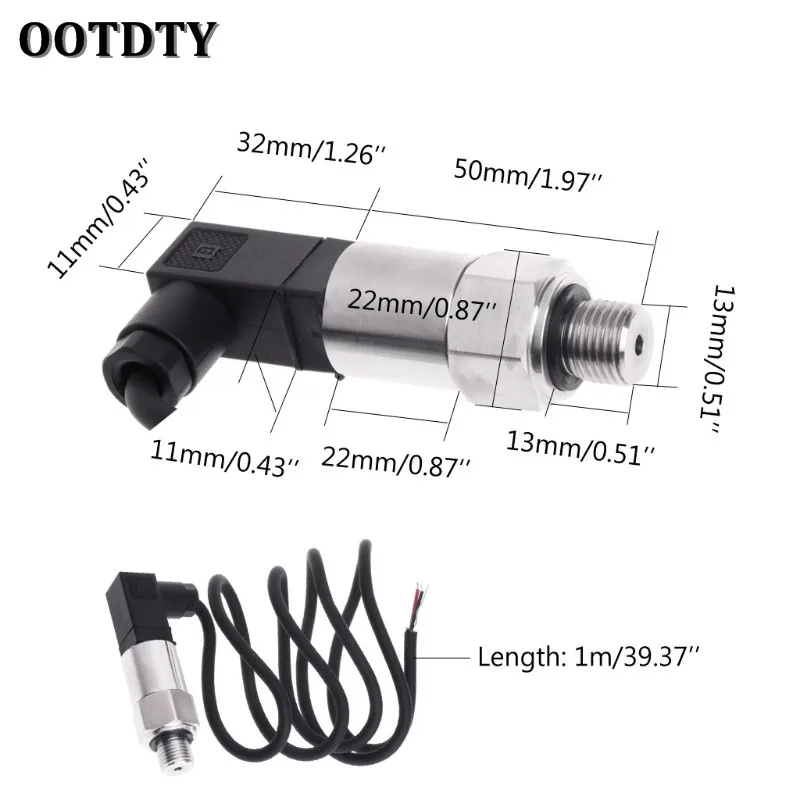 OOTDTY датчик избыточного давления датчик Сенсор 0-10bar 9-32VDC G1/4 4-20mA 0.5% 63HF