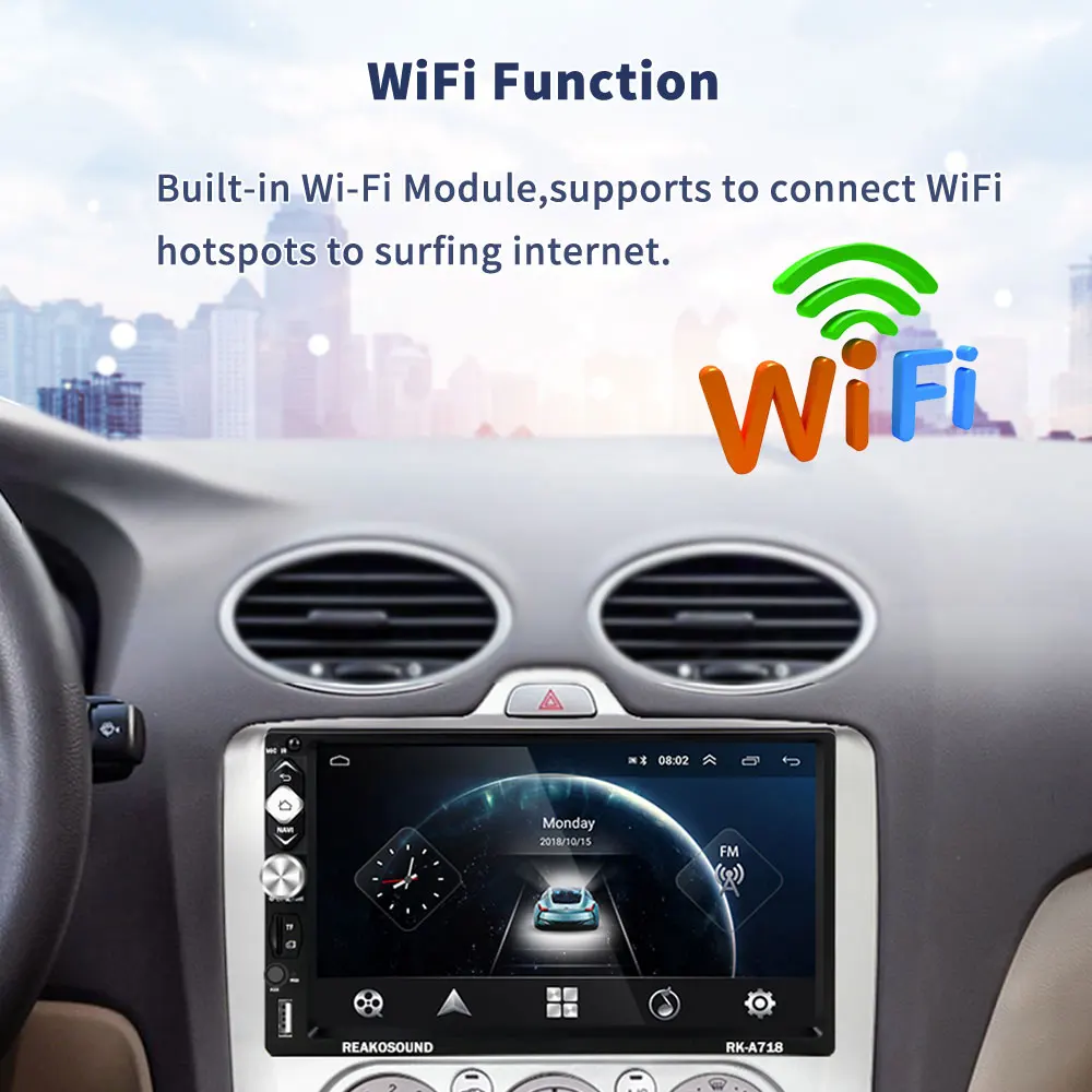 Автомобильный мультимедийный плеер LeeKooLuu 2 Din Android GPS Wi Fi MirrorLink 7 дюймов Авторадио