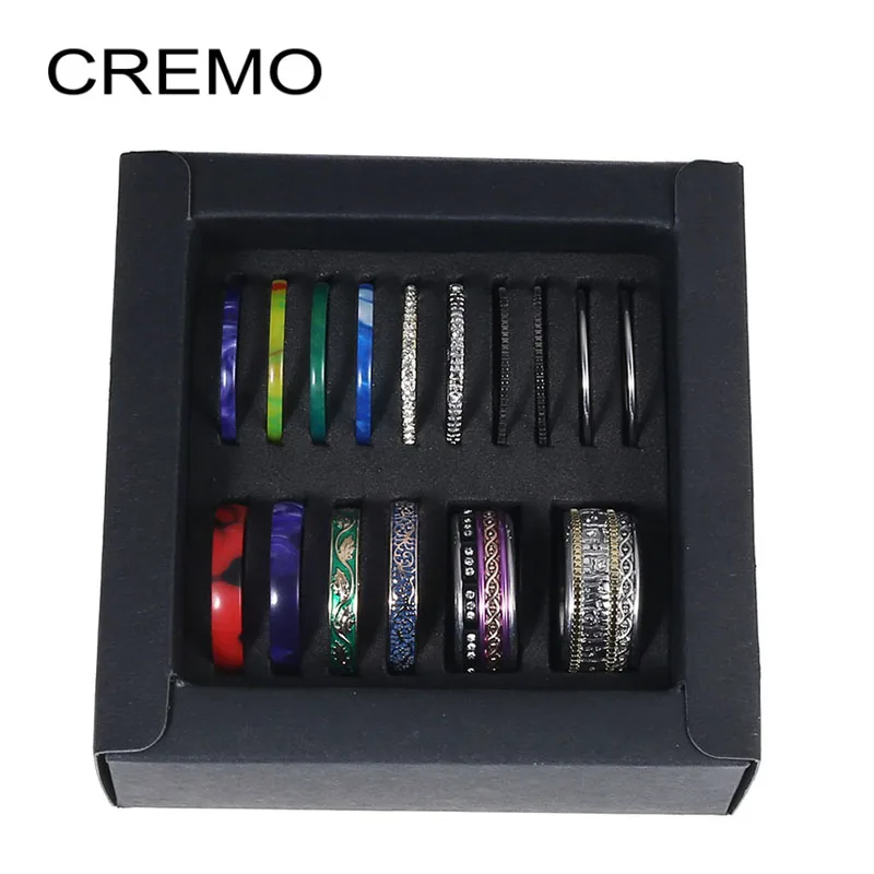 

Cremo Stainless Steel Ring Boxed Christmas Gift Interchangeable Accessories Jewelry Giveaway Ring Set Acier Inoxy