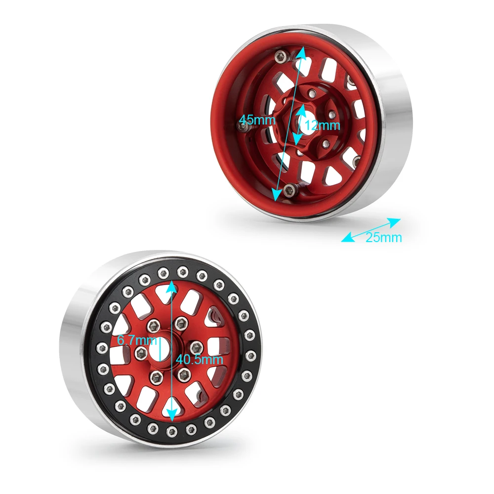 

AXSPEED 1/4/5PCS 1.9 Inch Metal Alloy Beadlock Wheel Rims for SCX10 90022 90027 90046 90047 CC01 TRX4