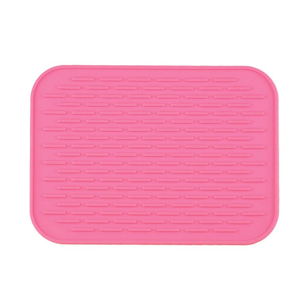 rose red Rectangle Silicone Table Placemat Heat Resistant Drying Saucepan Dinnerware Mat Pad Dishes Cup Coaster Kitchen Accessories - Цвет: rose red