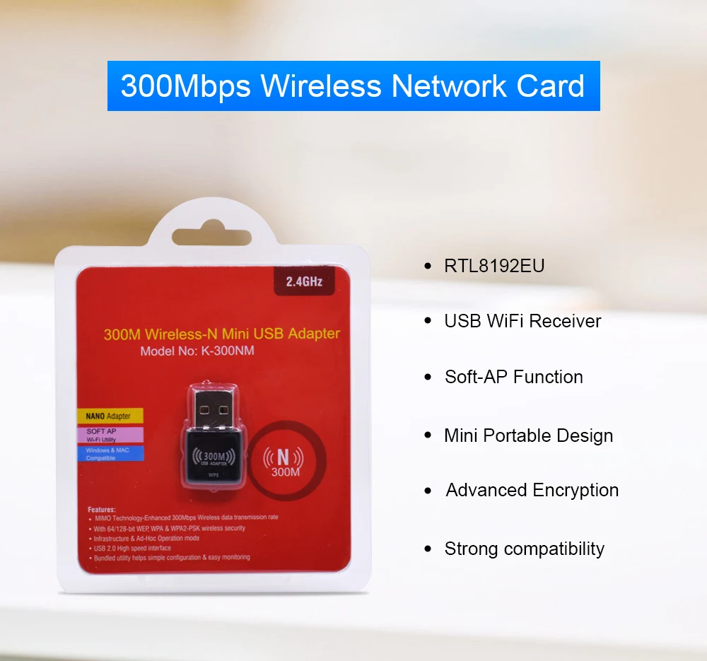 USB Wi Fi адаптер CHIPAL WPS 802.11n 300 Мбит/с|Сетевые карты| |