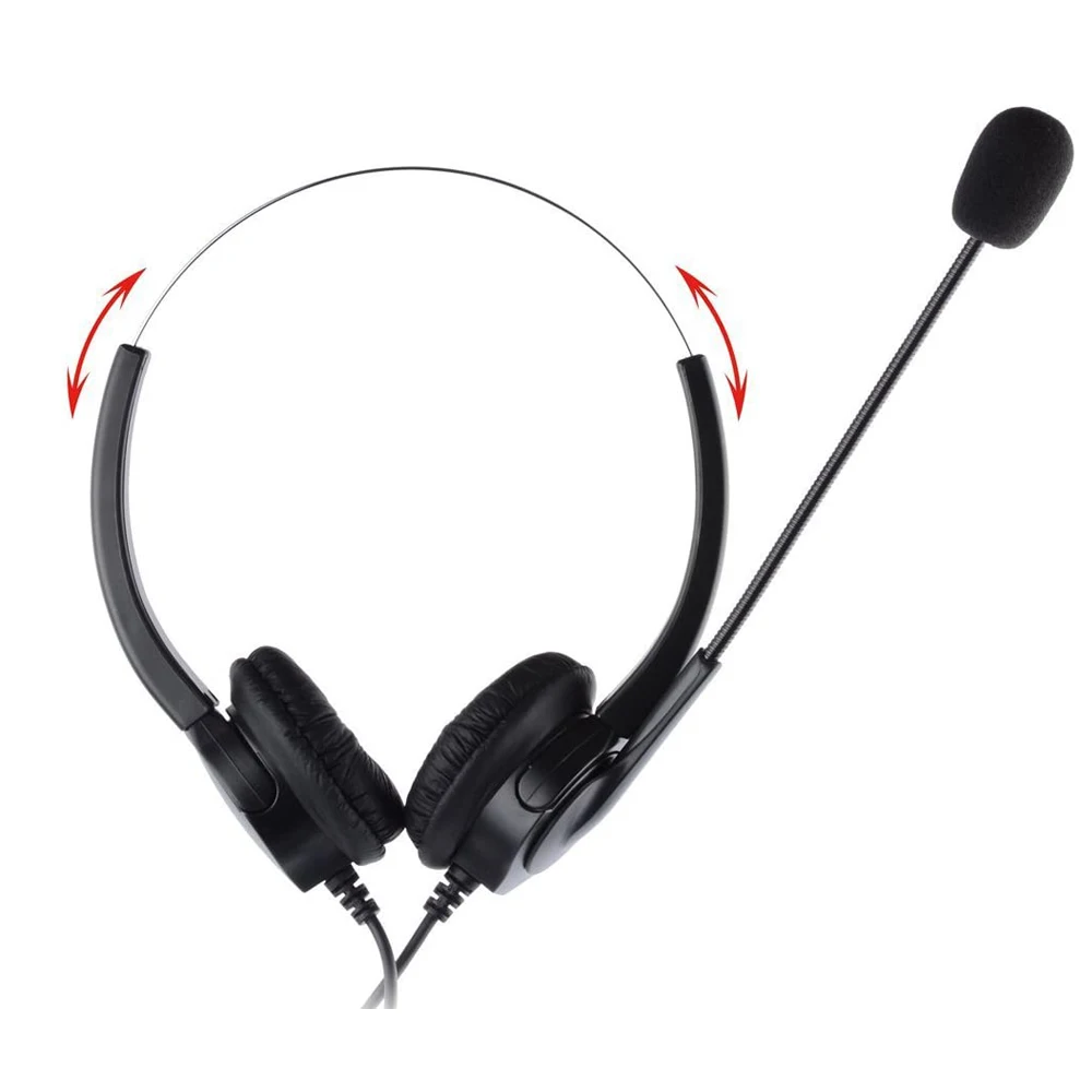 headset 2 5mm jack binaural phone headset call center noise cancelling wired headphones with boom style mic for cordless phones free global shipping