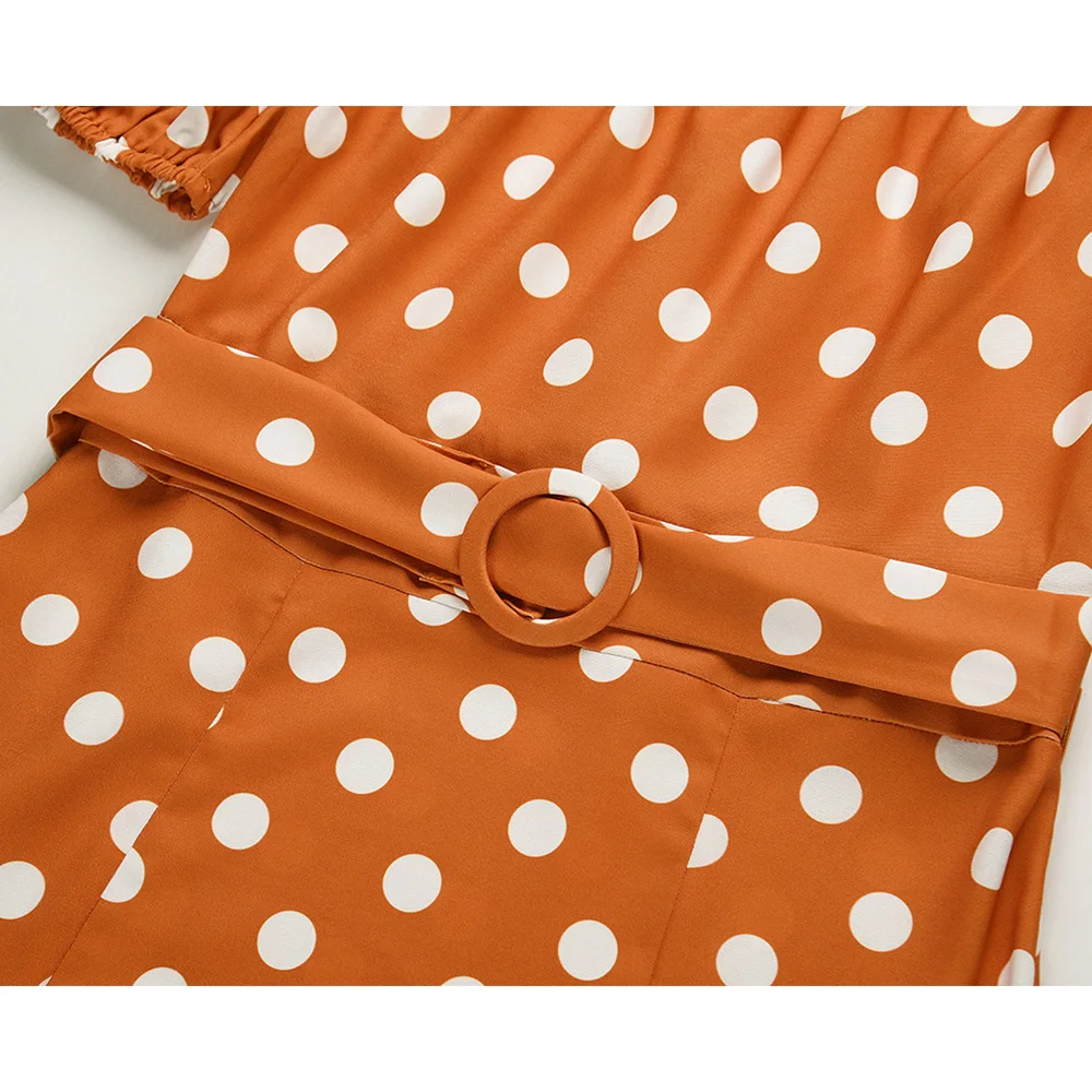 

Summer Dress Women 2020 Vintage Sexy Off Shoulder Dot Print Ball Gown Dresses Casual Slim Slash Neck Boho Beach Long Party Dress