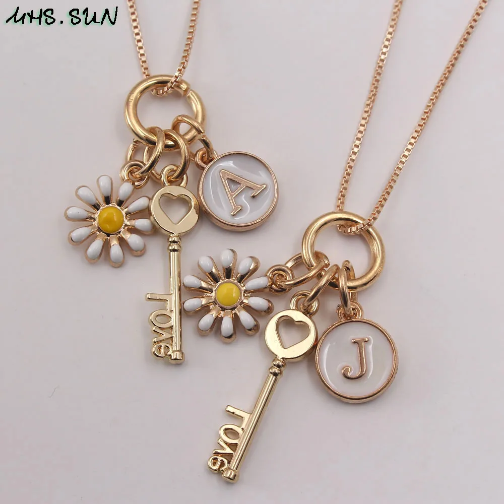 Колье с цветком для девочек MHS.SUN колье подвеской из 26 букв и буквами Алфавит