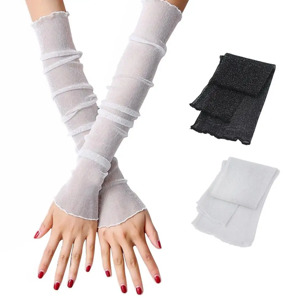 

2 Pairs Sleeves Sun Protection Sleeves Gloves Unisex Cooling Arm Sleeves Elbow Cover For Outdoor Driving And Cycling Dropship