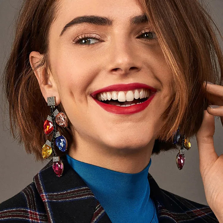 

Leaf Crystal Color Boutique Earrings Water Drop Retro Personality Women Charm Wedding Party Gift Fashion Drop Earring Jewelry