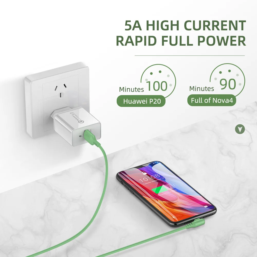 Кабель USB Type-C 5A с функцией быстрой зарядки жидкий мягкий силиконовый кабель для