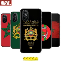 morocco flag passport clear phone case for huawei honor 20 10 9 8a 7 5t x pro lite 5g black etui coque hoesjes comic fash desi