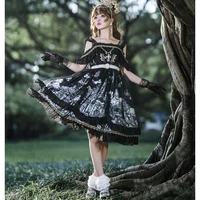 princess lolita dress gothic retro victorian suspender printing fashion cute women dress sweet soft girl jsk harajuku dress new